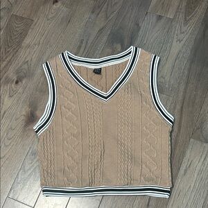 SHEIN Tan Cable Knit V-Neck Vest